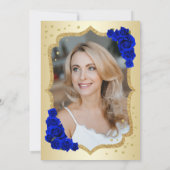 Glam Gold Black Royal Blue Foto 50e verjaardag Kaart (Achterkant)