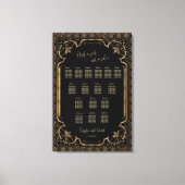 Glam Gold Black Wedding Seating Chart Canvas Afdruk (Voorkant)