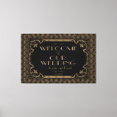 Glam Gold Black WeduwWelkomstbord Canvas Afdruk (Voorkant)