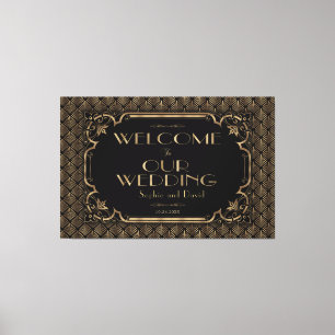 Glam Gold Black WeduwWelkomstbord Canvas Afdruk
