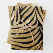 Glam Gold Black Zebra Animal Glitzy Sparkle Inpakpapier Vel (In situ)