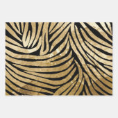 Glam Gold Black Zebra Animal Glitzy Sparkle Inpakpapier Vel (Voorkant)
