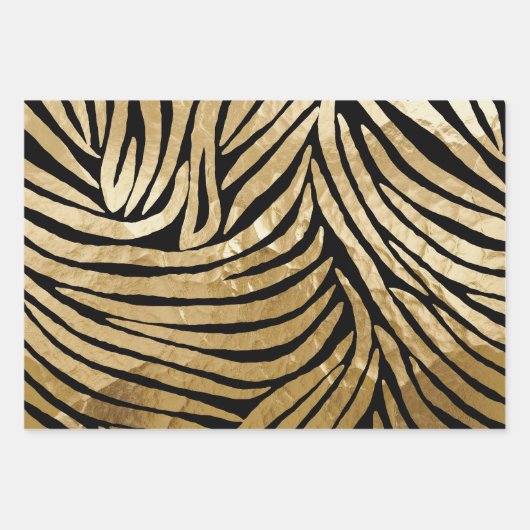 Glam Gold Black Zebra Animal Glitzy Sparkle Inpakpapier Vel (Voorkant)