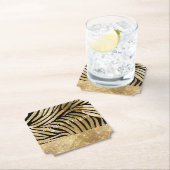 Glam Gold Black Zebra Animal Glitzy Sparkle Kartonnen Onderzetters (Insitu)