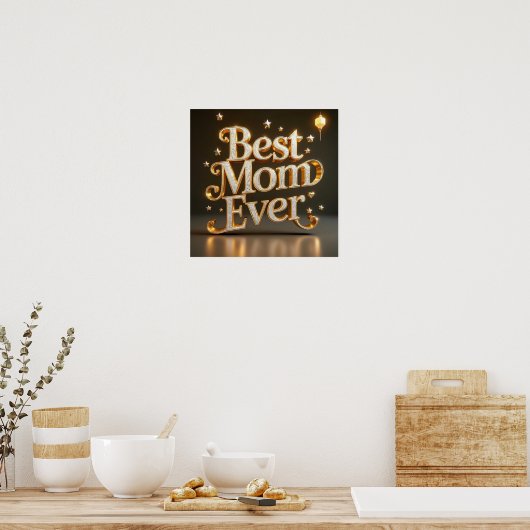 Glam Gold Bling Beste Moeder Ooit Poster (Keuken)