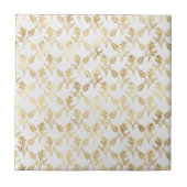 Glam Gold Bloemen Wit Tegeltje (Voorkant)