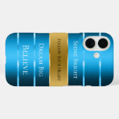 Glam Gold Blue Ribbon Case-Mate iPhone Case (Achterkant (horizontaal))