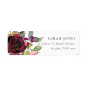 GLAM GOLD BLUSH BURGUNDY ROOS FLORAL ADDRESS ETIKE ETIKET (Voorkant)