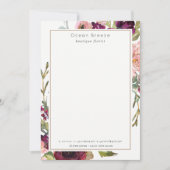 Glam Gold Blush Burgundy Waterverf Roos Floral Notitiekaartje (Voorkant)