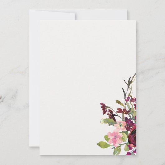 Glam Gold Blush Burgundy Waterverf Roos Floral Notitiekaartje (Achterkant)