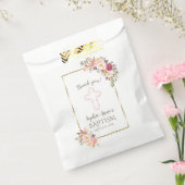 Glam Gold Blush Floral Baptisme Hartelijk dank Bedankzakje (Gezegeld)