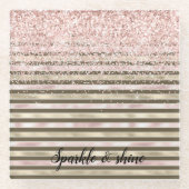 Glam Gold Blush Pink Brown Stripes Glitter Sparkle Glazen Onderzetter (Voorkant)