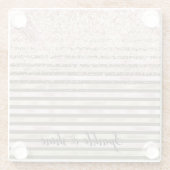 Glam Gold Blush Pink Brown Stripes Glitter Sparkle Glazen Onderzetter (Achterkant)