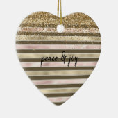 Glam Gold Blush Pink Brown Stripes Glitter Sparkle Keramisch Ornament (Rechts)
