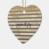 Glam Gold Blush Pink Brown Stripes Glitter Sparkle Keramisch Ornament (Links)