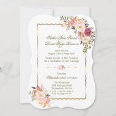 Glam Gold Blush Pink Floral Evening Weddenschap Kaart (Voorkant)