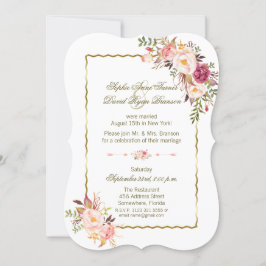 Glam Gold Blush Pink Floral Evening Weddenschap Kaart