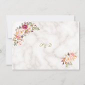 Glam Gold Blush Pink Floral Marble Save the Date (Achterkant)