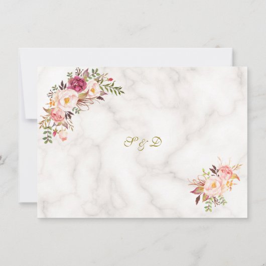 Glam Gold Blush Pink Floral Marble Save the Date (Achterkant)