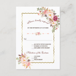 Glam Gold Blush Pink Floral Weddenschap RSVP