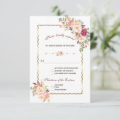 Glam Gold Blush Pink Floral Weddenschap RSVP (Staand voorkant)