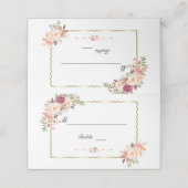 Glam Gold Blush Pink Floral Wedstrijknummer Plaatskaartje (Buitenkant ongevouwen)