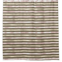 Glam Gold Blush Roze Bruine Strepen Douchegordijn