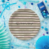 Glam Gold Blush Roze Bruine Strepen Papieren Bordje (Feest)