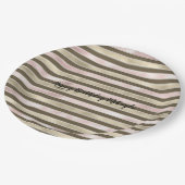 Glam Gold Blush Roze Bruine Strepen Papieren Bordje (Gekanteld)