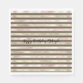 Glam Gold Blush Roze Bruine Strepen Servet (Voorkant)