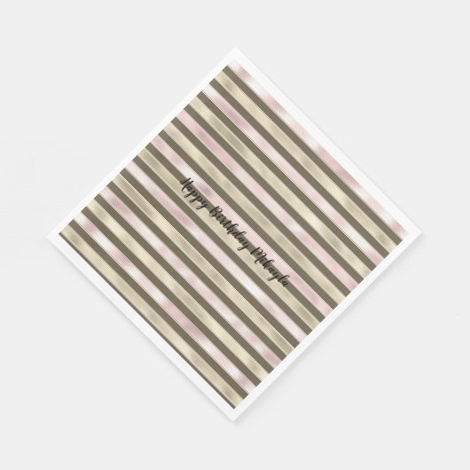 Glam Gold Blush Roze Bruine Strepen Servet (Hoek)