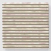 Glam Gold Blush Roze Bruine Strepen Stenen Onderzetter (Voorkant)