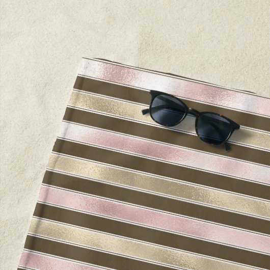 Glam Gold Blush Roze Bruine Strepen Strandlaken (In situ)