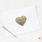 Glam Gold Blush Roze Leopard Print Glitter Hart Sticker (Envelop)
