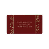 Glam Gold Botanical Maroon Retourlabels Etiket (Voorkant)