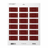 Glam Gold Botanical Maroon Retourlabels Etiket (Full Sheet)