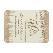 Glam Gold Brown Drip 50 Fab Birthday Save the Date Magneet (Horizontaal)
