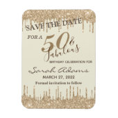 Glam Gold Brown Drip 50 Fab Birthday Save the Date Magneet (Verticaal)