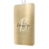 Glam Gold Brushed Metal Black White Monogram  Luchtverfrisser (Links)