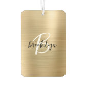 Glam Gold Brushed Metal Black White Monogram  Luchtverfrisser (Achterkant)