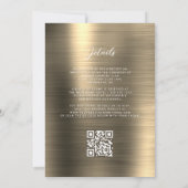 Glam Gold Brushed Metal QR Code Wedding Kaart (Achterkant)