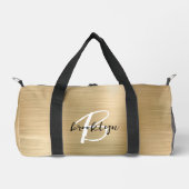 Glam Gold Brushed Metal Zwart-wit Monogram Plunjezak (Voorkant)