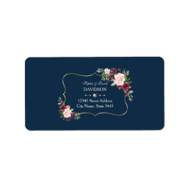 Glam Gold Burgundy Blush Floral Navy Blue Wedding Etiket