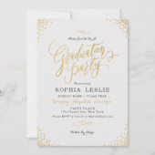 Glam gold calligrafie  graduatie party kaart (Voorkant)