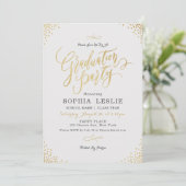 Glam gold calligrafie  graduatie party kaart (Staand voorkant)