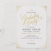 Glam gold calligrafie  graduatie party kaart (Voorkant / Achterkant)