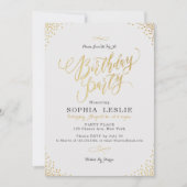 Glam gold calligrafie  verjaardagsfeest kaart (Voorkant)