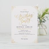 Glam gold calligrafie  verjaardagsfeest kaart (Staand voorkant)