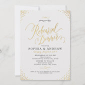 Glam gold calligraphy Rehearsal Dinner Kaart (Voorkant)