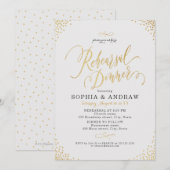Glam gold calligraphy Rehearsal Dinner Kaart (Voorkant / Achterkant)